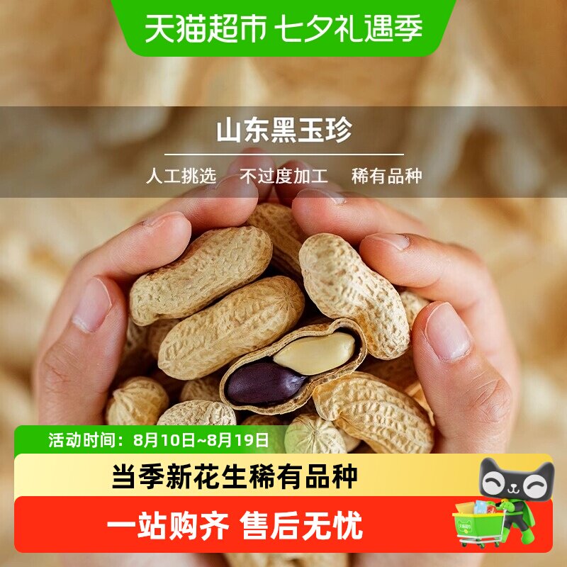 黑玉珍原味红皮黑皮带壳炒熟花生山东土特产当季新货炒货健康零食