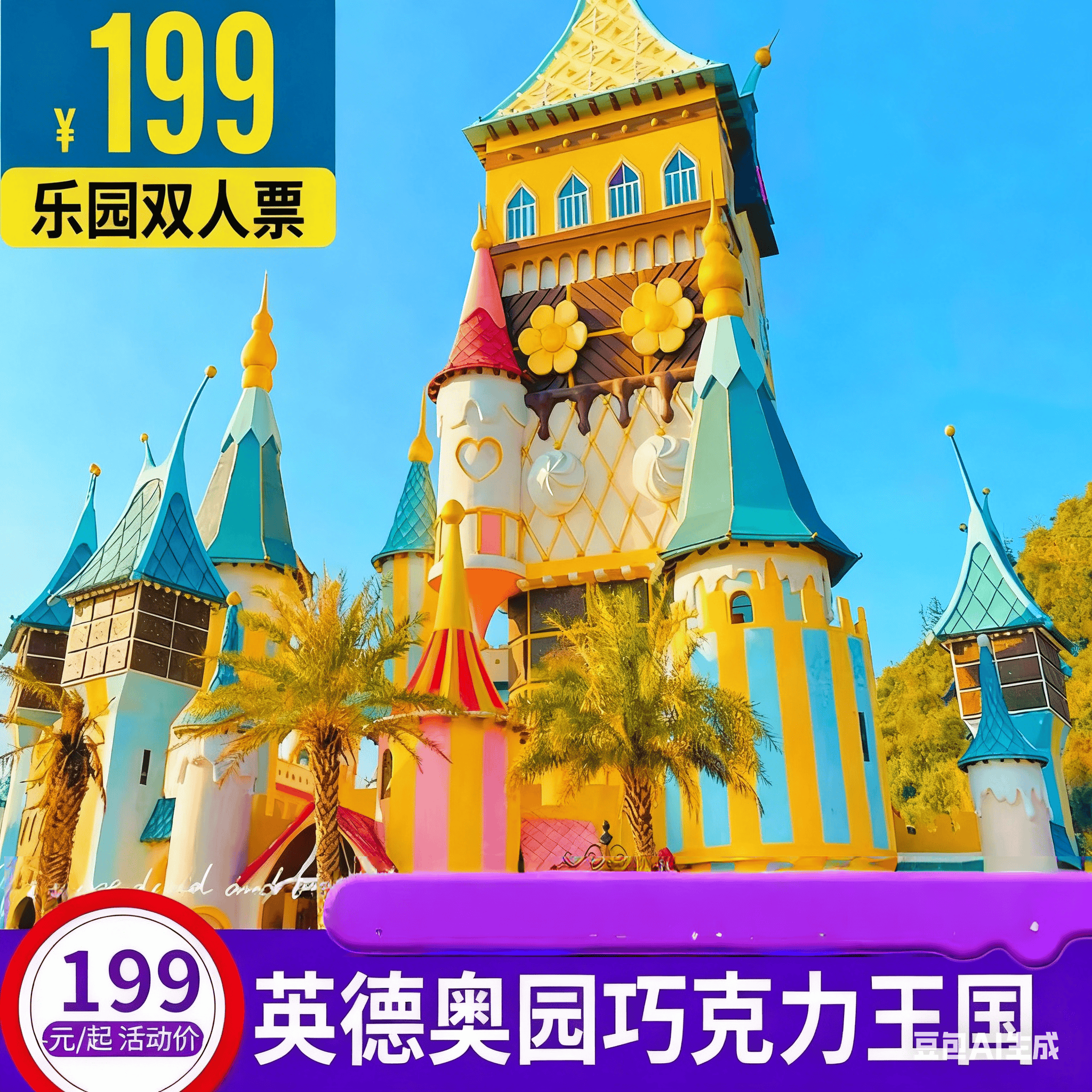 [奥园英德巧克力王国-大门票（提前一天）]双12特惠门票69起抢巧克力乐园优待门票，199抢巧克力乐园双人