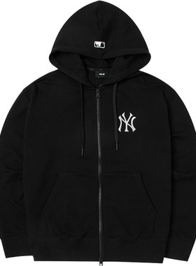 【自营】MLB连帽夹克男装女装针织外套运动服黑色上衣3ATRQ0141