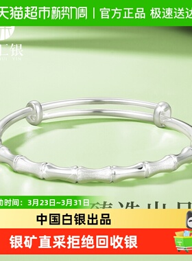 臻汇银足银999竹韵银手镯