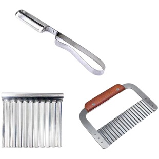 加厚木柄不锈钢狼牙土豆刀波浪线切条波纹刀薯条刀切菜器花式创意