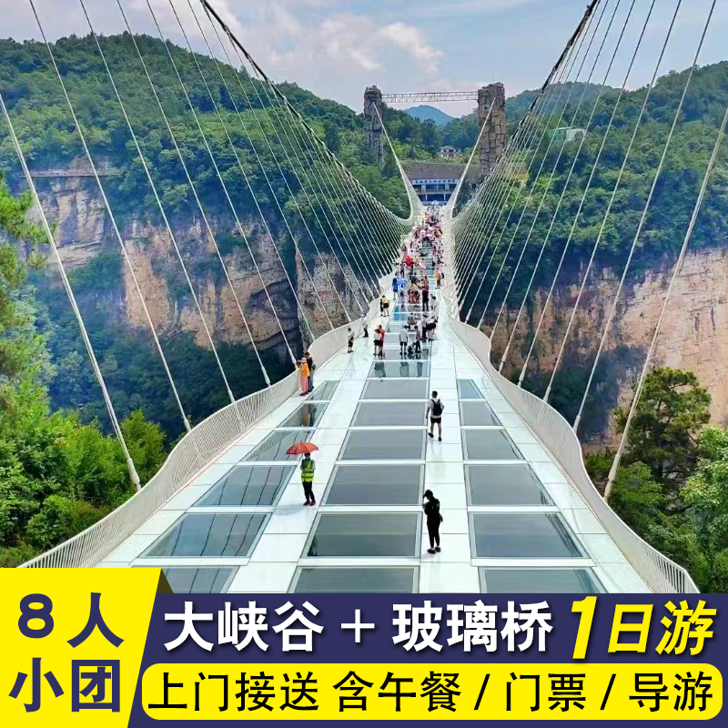 8人小团张家界大峡谷玻璃桥一日游酒店上门接送含午餐导游门票