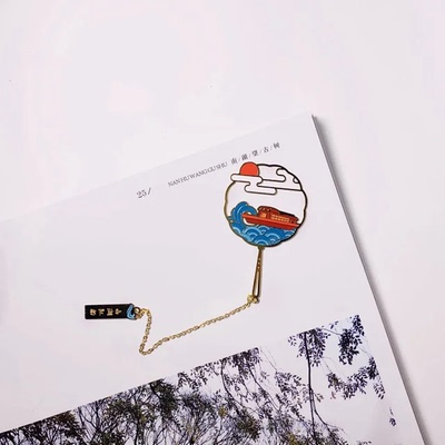 【烟雨楼前】书签高档精致红船金属书签-南湖红船
