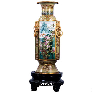 正宗北京景泰蓝40寸落地大花瓶大美四季四方尊公司周年店庆贺礼品