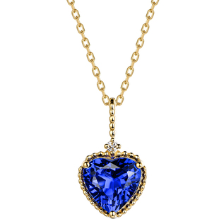 海梵纪珠宝 天然心形坦桑石项链 18K金镶嵌钻石吊坠轻奢珠定制