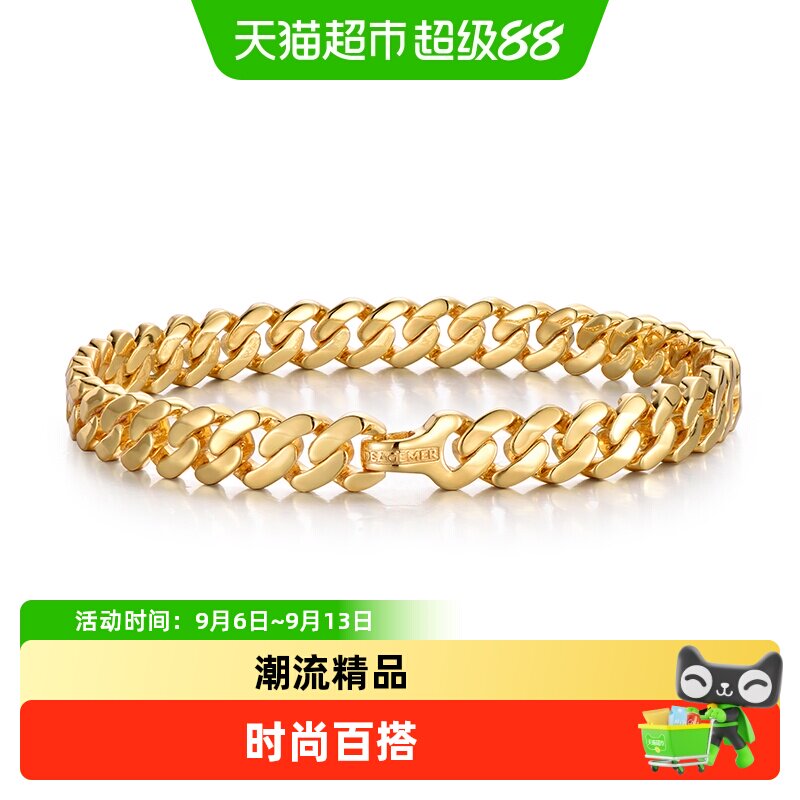 IDEAGEMER黄金色纯银古巴手链ins图片