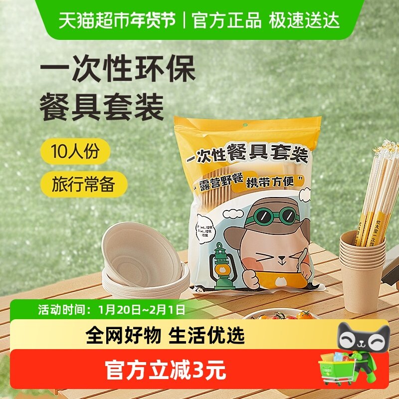 包邮炊大皇一次性餐具套装家用野餐露营纸碗烧烤碗筷杯便携组合,餐饮具,一次性餐盒,淘宝优惠券,粉丝福利购,淘宝优惠卷