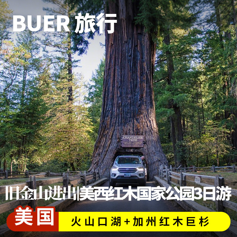美国旧金山旅游红木国家公园火山口湖公园俄勒冈州3天2晚日游跟团