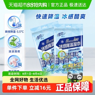 2袋止汗去味清凉薄荷 直播专属 清风冰感降温运动湿巾5包