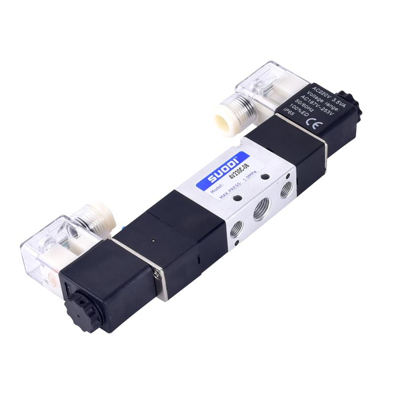 4V230C-08三位五通电磁阀双线圈4V230-08控制阀dc24v ac220 双头