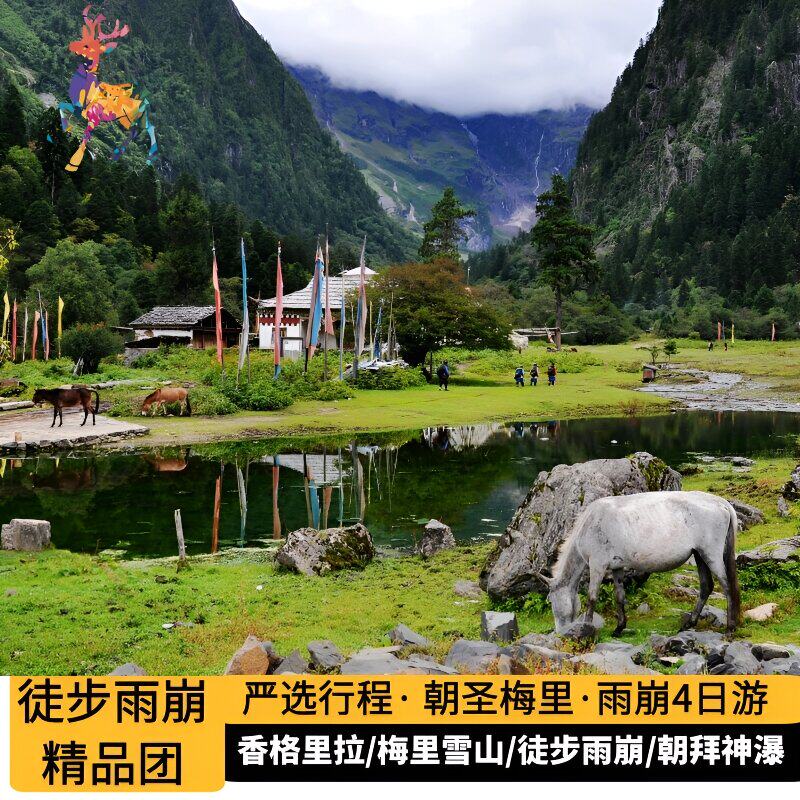 丽江去徒步雨崩迪庆德钦梅里雪山徒步雨崩神瀑四日游4日游纯玩团