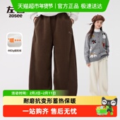 子秋冬款 保暖儿童灯芯绒弯刀裤 2025新款 左西女童加绒裤 中大童长裤