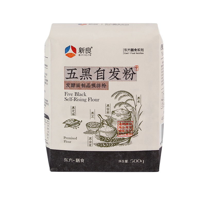 新良五黑自发粉家用杂粮包子馒头专用免加酵母粗粮自发酵中筋面粉