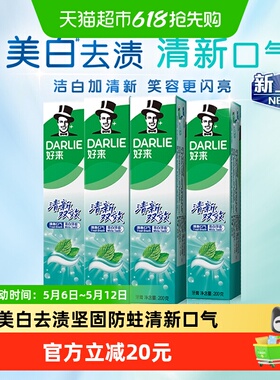 DARLIE好来(原黑人)牙膏清新双效200g*4支套装大容量清新口气
