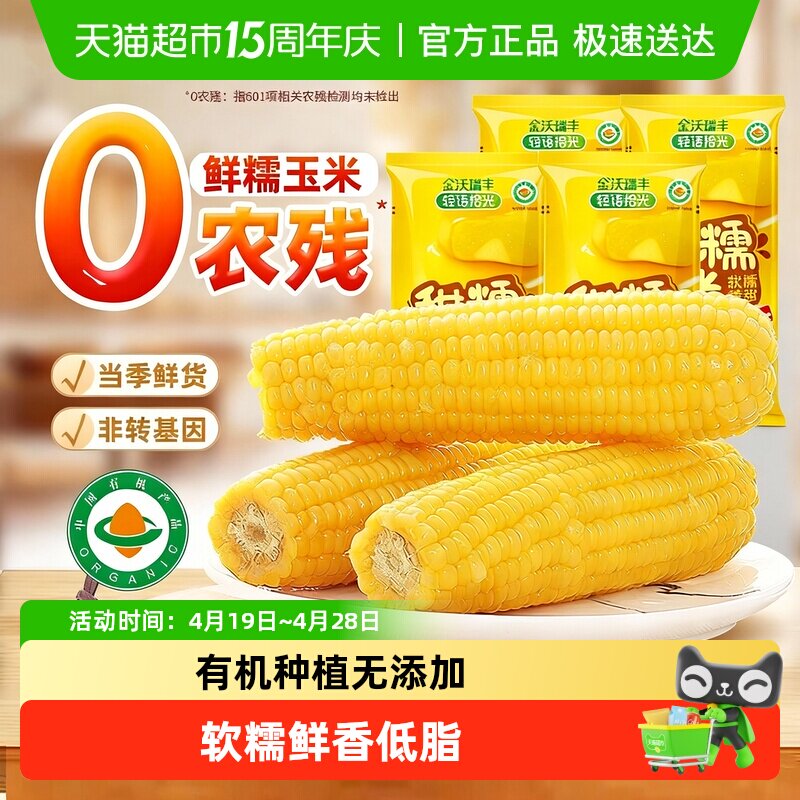 轻语拾光25年新鲜有机黄糯玉米非东北粘苞米低脂主食早餐代餐真空