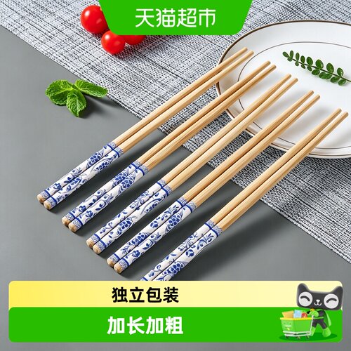 美丽雅一次性加粗碳化印花筷子