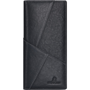 稻草人竖款钱夹男商务潮流青年2025新款牛皮长款真皮男士钱包正品