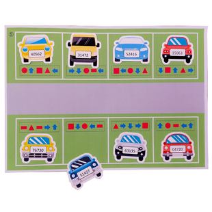 幼儿园中班益智区破解车牌号图形方向认知数字对应认知区角玩具