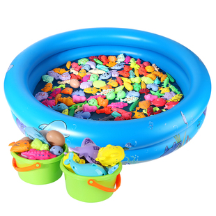 新款钓鱼玩具吹瓶鱼塑料鱼磁性套装配件游泳钓鱼池儿童钓鱼玩具