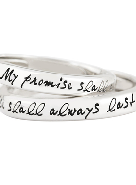 原创设计风文字纯银情侣对戒