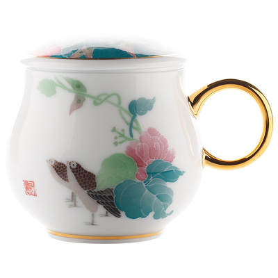 茶杯釉下彩手绘办公杯云火窑陶瓷