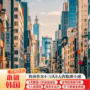 3人送团签 韩国旅游首尔4-5天纯玩8人跟团游市区四星两天自由明洞