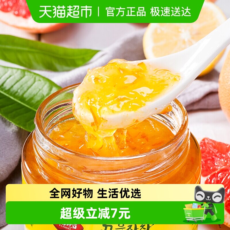 包邮福事多蜂蜜柚子茶40%沥干物500g泡水喝冲泡饮品水果花茶果酱