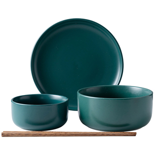 北欧陶瓷一人食碗碟套装轻奢家用组合2人碗筷4人创意个性餐具碗盘