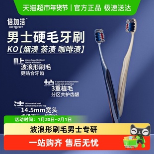 倍加洁澎湃中硬毛牙刷男士专用去烟渍去牙渍宽头成人高档家用装