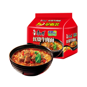 康师傅方便面经典袋红烧牛肉面103g×5袋泡面速食面