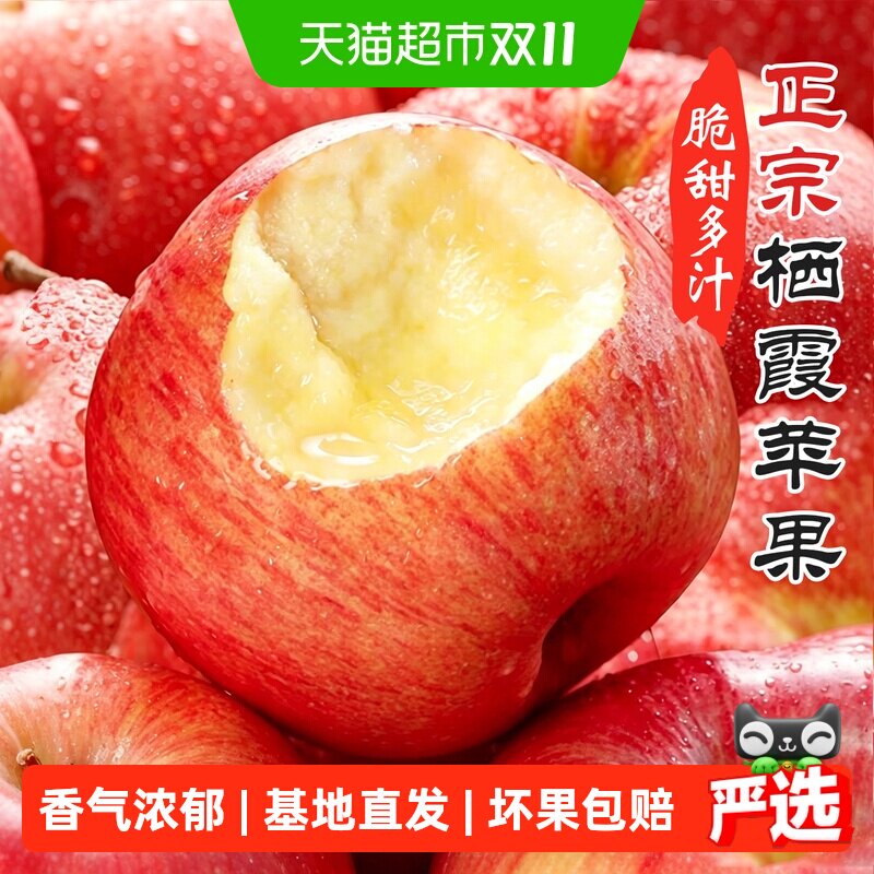 于甄鲜正宗山东烟台苹果当季应季红富士新鲜苹果脆甜多汁基地直发