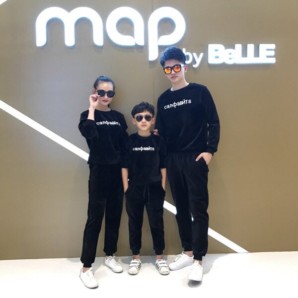 亲子装2019冬新款加厚金丝绒休闲男女卫衣运动情侣套装双面绒大码