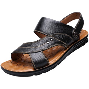 男士凉鞋2024新款夏季拖鞋室外真皮夏季休闲软底中老年爸爸凉鞋男