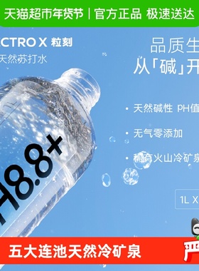 ELECTROX粒刻天然苏打水无糖无气 pH8.8碱性冷矿泉1L*9瓶整箱装