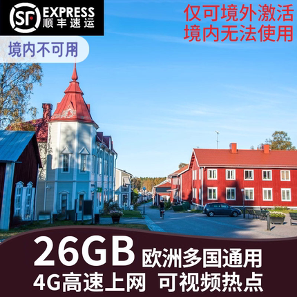 欧洲电话卡多国通用4g手机上网卡欧盟法国法甲流量卡沃达丰网络