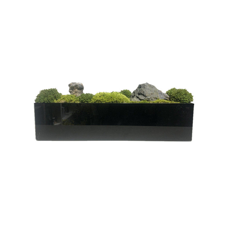轻奢新中式长方永生苔藓花艺盆景