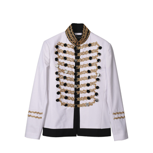 歌手年会酒会刺绣镶纽扣金条男团练习生主持人演出舞台西装9056