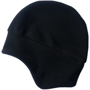 日系抓绒摇粒绒单层黑色护耳帽包头帽男女式单帽子冬季头盔内衬帽