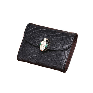 蛇纹女短款牛皮钱夹韩版迷你零钱包百搭拉链小钱包欧美多卡位卡包