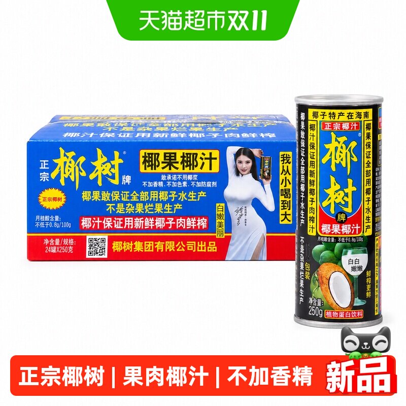 正宗椰树牌椰果椰汁250g*24罐植物蛋白饮料椰果肉正宗椰汁