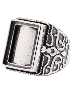 戒指空托方形DIY蓝珀玉石镶嵌