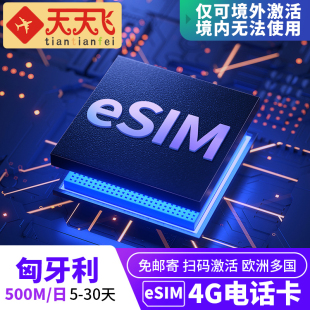 匈牙利电话卡500M/日4G/5G手机eSIM高速上网5-30天欧洲多国3G无限