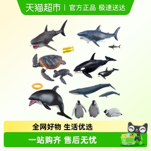 TOMY多美安利亚儿童野生仿真动物玩具鲸鱼鲨鱼企鹅海豹海洋动物