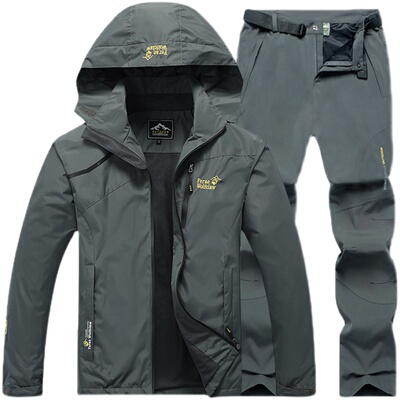 可拆卸冬季加绒加厚登山服冲锋衣