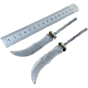 大马士革钢胚小刀胚削纸桌面刀文房刀具刀片配件DIY水果刀坯刀具