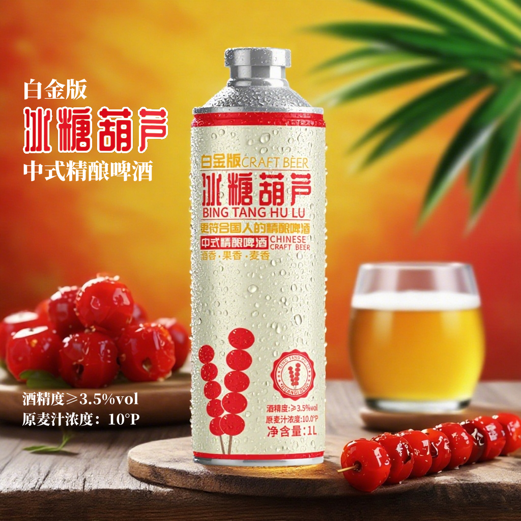 白金版冰糖葫芦中式精酿啤酒原麦汁10度1L装爆款果味啤酒特价包邮