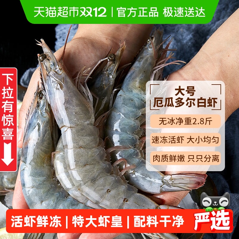 厄瓜多尔产地大虾特大净重无冰