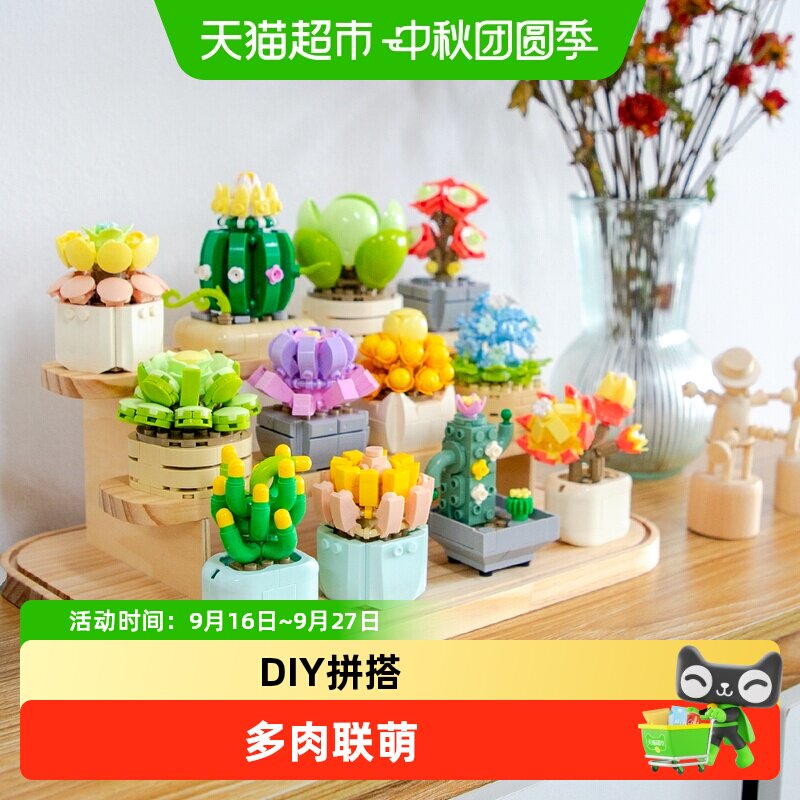 费米联萌多肉积木花可玩性高送礼图片