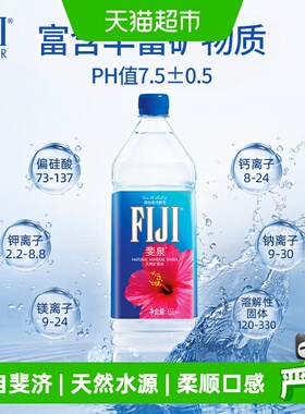 FIJI/斐泉原装进口天然矿泉水弱碱性饮用水1.5L12瓶整箱
