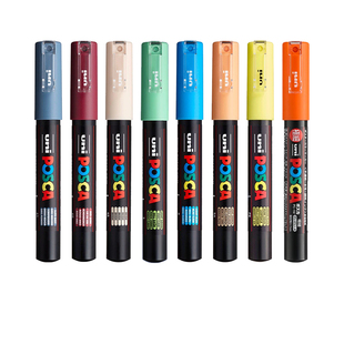 日本进口uni三菱POSCA宝色嘉广告马克笔PC-1M0.7mm单头圆头多色水性丙烯涂鸦手绘做笔记号办公学生用